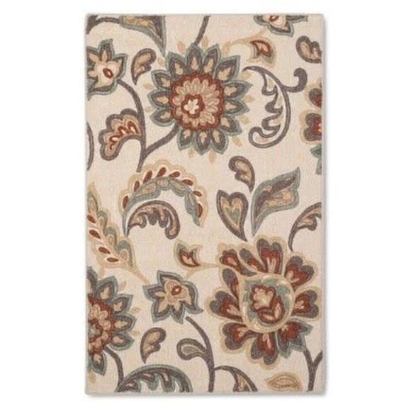 Maples - 2'6"x3'10" Washable Paisley Floral Accent Rug  Cream, Rust - Picture 1 of 5